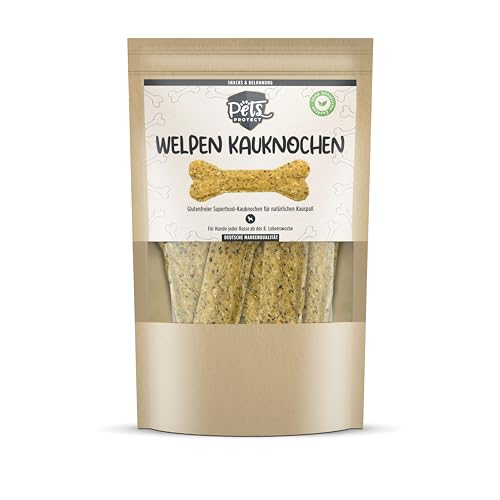 Pets Protect WELPEN KAU-Knochen 5 STK. | Speziell für Hunde-Welpen ab der 8. Woche | Glutenfrei, ohne künstliche Zusätze & vegan | Hunde-Knochen reich an Vitaminen & Ballaststoffen | Gut verdaulich von Pets PROTECT