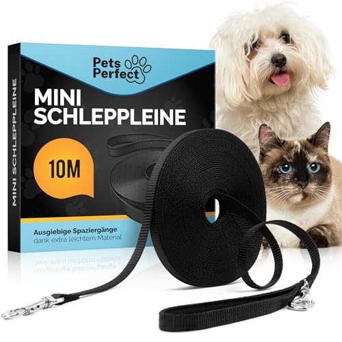 Pets Perfect Schleppleine 10m - Ultraleichte Schleppleine für kleine Hunde und Katzen - Katzenleine - Perfekte Laufleine für Hunde, Katzen und Welpen von Pets Perfect