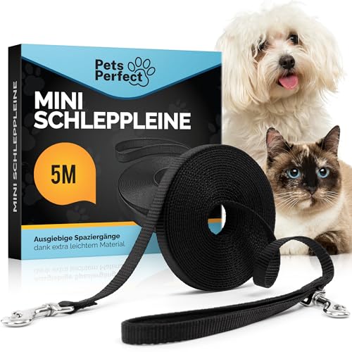 Pets Perfect Schleppleine 5m - Ultraleichte Schleppleine für kleine Hunde und Katzen - Katzenleine - Perfekte Laufleine für Hunde, Katzen und Welpen (5M) von Pets Perfect
