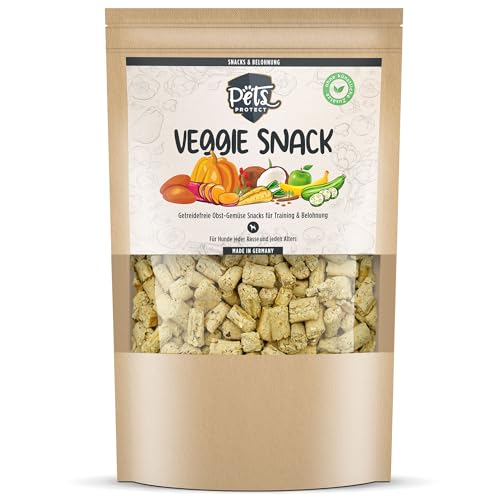 Pets Protect Veggie Snack 150 g | Vegane Hunde-Leckerlis aus Gemüse & Früchten | Getreidefrei | Ohne künstliche Zusätze | Hunde-Leckerli für große & kleine Hunde & Welpen | Deutsche Herstellung von Pets PROTECT