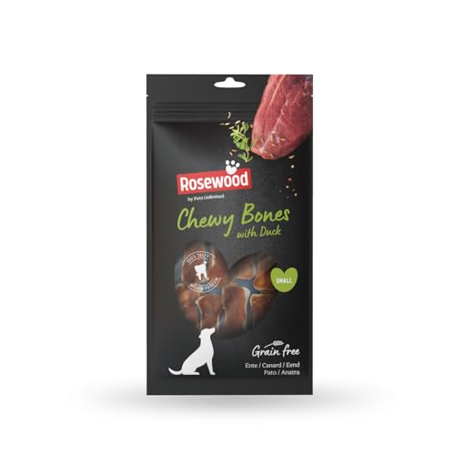 Rosewood Rinderhaut-Kauknochen mit Entengeschmack für kleine Hunde - Getreidefreie und glutenfreie Zahnpflege Snacks, ohne künstliche Zusätze, 80g von Rosewood
