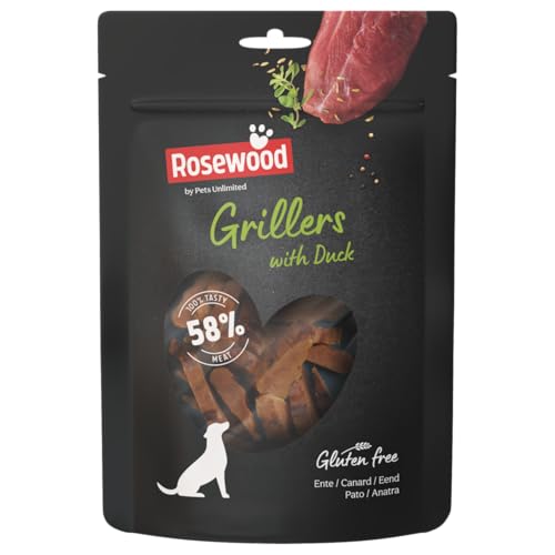 Rosewood Grillers Canard - Zarte Leckerbissen für Hunde, 58% Ente, natürliche Zutaten, glutenfrei und ohne künstliche Zusätze, 100 g von Rosewood