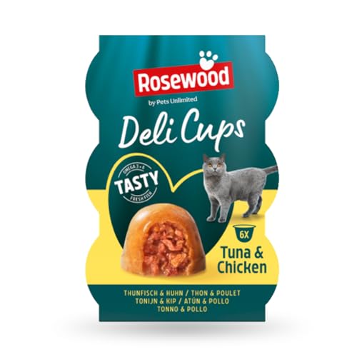 Rosewood Gobelets Délices Thunfisch & Huhn - Weiche Katzensnacks, Natürliche Zutaten, Omega-3 & Omega-6, Ohne Salz & Zucker, Keine Künstlichen Zusätze, 6 x 22 g Rosewood Gobelets Délices Thunfisch & Huhn - Weiche Katzensnacks, Natürliche Zutaten, Omega-3 & Omega-6, Ohne Salz & Zucker, Keine Künstlichen Zusätze, 6 x 22 g von Rosewood