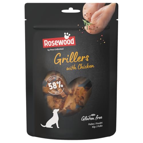 Rosewood Grillers Poulet - Hähnchensnacks für Hunde mit 58% Hühnchenanteil, natürliche Zutaten, glutenfrei und ohne künstliche Zusätze, 100 g Rosewood Grillers Poulet - Hähnchensnacks für Hunde mit 58% Hühnchenanteil, natürliche Zutaten, glutenfrei und ohne künstliche Zusätze, 100 g von Rosewood