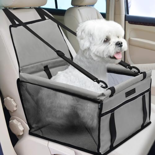 PetsHome Hunde Autositz Faltbarer Hund Auto Booster Sitz Wasserdicht Atmungsaktiv Oxford Reisetasche für Kleine bis Mittlere Hunde, Welpen und Haustiere - Grau von PetsHome