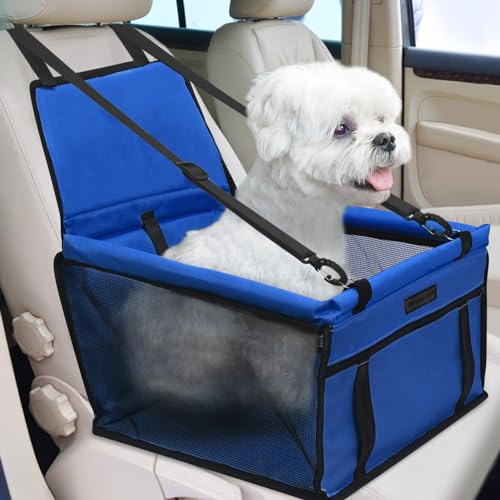 PetsHome Hunde Autositz Faltbarer Hund Auto Booster Sitz Wasserdicht Atmungsaktiv Oxford Reisetasche für kleine bis mittelgroße Hunde, Welpen und Haustiere, Blau von PetsHome