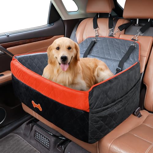 PetsHome Hunde-Autositz für mittelgroße und große Hunde, abnehmbarer, waschbarer Hunde-Sitzerhöhung mit Memory-Schaum-Kissen, Seitentaschen, 2 Clip-on-Sicherheitsleinen, Haustier-Autositz für Hunde PetsHome Hunde-Autositz für mittelgroße und große Hunde, abnehmbarer, waschbarer Hunde-Sitzerhöhung mit Memory-Schaum-Kissen, Seitentaschen, 2 Clip-on-Sicherheitsleinen, Haustier-Autositz für Hunde von PetsHome