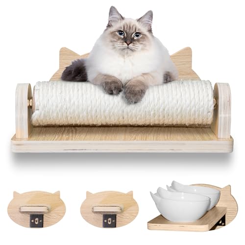 PetsXLife - Big Cat Wandregale mit 3 Stufen, Wandmöbel für große Katzen, Futterregal, montiertes Katzenbett, einfache Installation, moderne und langlebige Regale für Katzen von PetsXLife