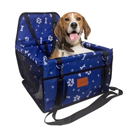 PETSATION Hundeautositz – Wasserdichter & Atmungsaktiver Autositz für Hunde – Robuste Oxford-Tragetasche mit Sicherheitsgurt – Waschbare Haustiermatte für Auto, SUV & Reisen (Blau, Standard) von Petsation