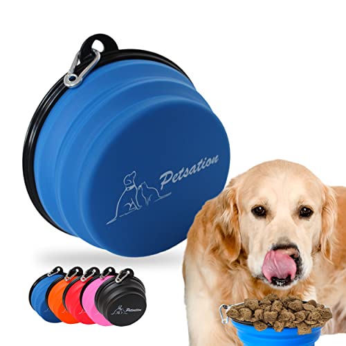 PETSATION – Hundenapf faltbar für unterwegs [Das Original] Futternapf Hund ideal für den Alltag – 1000 ml Wassernapf – Trinknapf für den Hund - Reisenapf, Fressnapf, Napf (1000ml, Blau) von Petsation