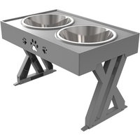Petsation Hundenapf Erhöht, Futternapf Hund mit Halterung grau von Petsation