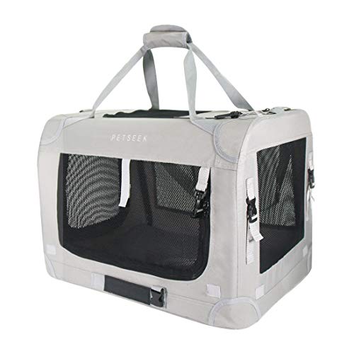 Petseek Transporttasche für Katzen, weich, faltbar, für kleine und mittelgroße Hunde, 61 x 41,9 x 40,6 cm, für Reisen, zusammenklappbar, belüftet, Komfortables Design, tragbar von Petseek