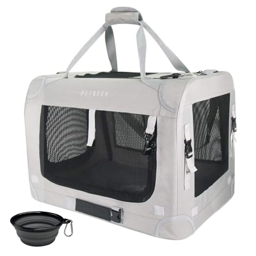 Petseek Transporttasche für Katzen, weich, faltbar, für kleine und mittelgroße Hunde, 61 x 41,9 x 40,6 cm, für Reisen, zusammenklappbar, belüftet, Komfortables Design, tragbar Petseek Transporttasche für Katzen, weich, faltbar, für kleine und mittelgroße Hunde, 61 x 41,9 x 40,6 cm, für Reisen, zusammenklappbar, belüftet, Komfortables Design, tragbar von Petseek