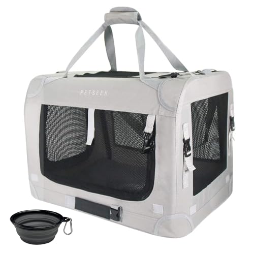 Petseek Transporttasche für Katzen, weich, faltbar, für kleine und mittelgroße Hunde, 61 x 41,9 x 40,6 cm, für Reisen, zusammenklappbar, belüftet, Komfortables Design, tragbar von Petseek