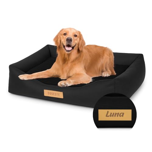 Petsen Hundebett Orthopädisches waschbar – Hundesofa große Hunde – Hundecouch mit Bezug abnehmbar – Hundematte mit Gravieren Namen (Schwarz, L 100 cm x B 82 cm x H 18 cm) von Petsen
