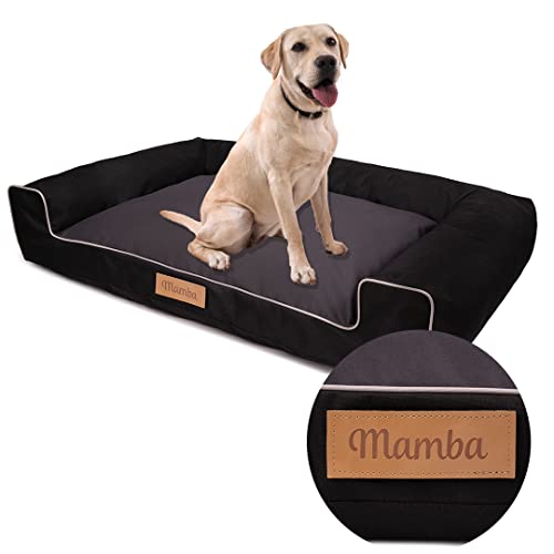 Petsen Personalisierte Hundebett - Grosse Große Mittelgroße Hunde - Hundekissen – Hundekörbchen groß - Hundesofa mit Gravieren Namen (Schwarz, L 118 x B 78 x H 17 cm) von Petsen