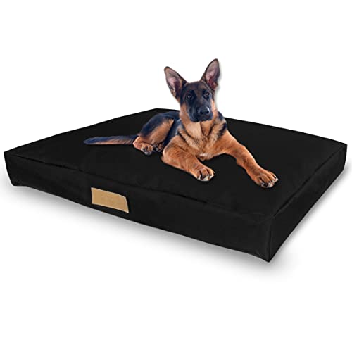 Petsen Personalisierte Hundebett XXL für Große Hunde | Hundematratze 110x90cm | Hundekissen resistent gegen Kratzer, Abrieb und Dehnung | Hundematte mit Gravieren Namen | Farbe: Schwarz von Petsen