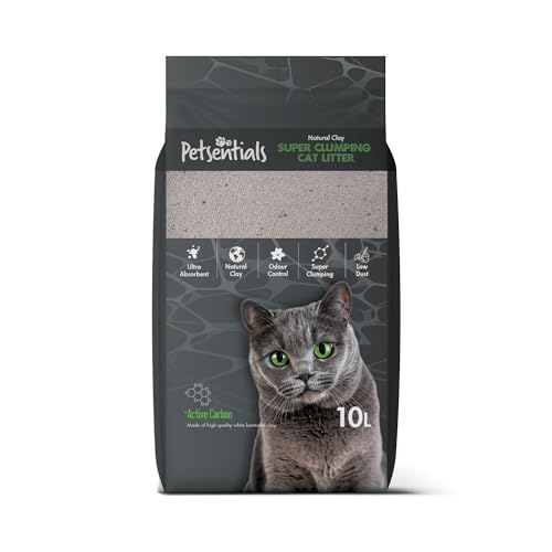 Petsentials Super Klumpendes Katzenstreu mit Aktivkohle - 10L | Ultra saugfähiger Bentonit Ton, Geruchskontrolle, schnelles Verklumpen, staubarm | Premium Katzenstreu für hygienische Katzentoilette Petsentials Super Klumpendes Katzenstreu mit Aktivkohle - 10L | Ultra saugfähiger Bentonit Ton, Geruchskontrolle, schnelles Verklumpen, staubarm | Premium Katzenstreu für hygienische Katzentoilette von Petsentials