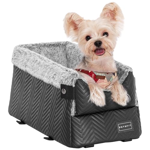 PETSFIT Hundesitz Mittelkonsole Auto, Hunde Autositz für Kleine Hunde mit verbesserten Sicherheitsgurten, waschbarem, dickem Kissen für kleine Hunde bis zu 5KG,Schwarz PETSFIT Hundesitz Mittelkonsole Auto, Hunde Autositz für Kleine Hunde mit verbesserten Sicherheitsgurten, waschbarem, dickem Kissen für kleine Hunde bis zu 5KG,Schwarz von Petsfit