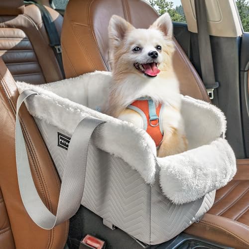 PETSFIT Hundesitz Mittelkonsole Auto, tragbarer Autositz Hund Mittelkonsole mit sicheren Schutzhaken, luxuriöser Hunde Autositz mit verbesserten Sicherheitsgurten für Kleine Hunde bis zu 5KG,Grau Weiß PETSFIT Hundesitz Mittelkonsole Auto, tragbarer Autositz Hund Mittelkonsole mit sicheren Schutzhaken, luxuriöser Hunde Autositz mit verbesserten Sicherheitsgurten für Kleine Hunde bis zu 5KG,Grau Weiß von Petsfit