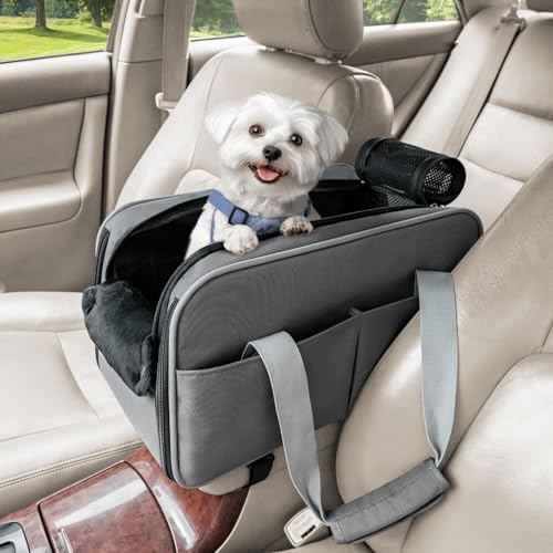 PETSFIT Hundesitz Mittelkonsole Auto, Autositz Hund Mittelkonsole mehrfunktional Airline genehmigt mit Sicherheitsband und Taschen,Auto Flugtasche für kleine Hunde Katzen bis zu 5KG PETSFIT Hundesitz Mittelkonsole Auto, Autositz Hund Mittelkonsole mehrfunktional Airline genehmigt mit Sicherheitsband und Taschen,Auto Flugtasche für kleine Hunde Katzen bis zu 5KG von Petsfit
