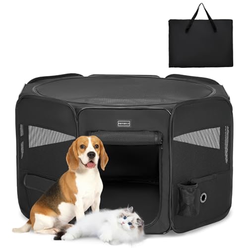 PETSFIT faltbar Welpenauslauf Tierlaufstall für Kleintiere Hunde Katzen,Hundelaufstall Freigehege mit Wasserdichter Boden,Pop-up System Kausicheres Design,Schwarz,M,92 * 84 * 53cm PETSFIT faltbar Welpenauslauf Tierlaufstall für Kleintiere Hunde Katzen,Hundelaufstall Freigehege mit Wasserdichter Boden,Pop-up System Kausicheres Design,Schwarz,M,92 * 84 * 53cm von Petsfit