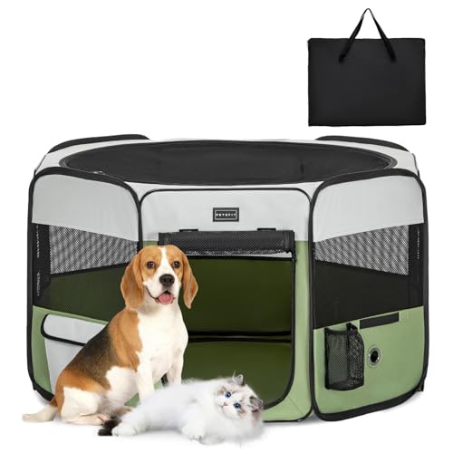PETSFIT faltbar Welpenauslauf Tierlaufstall für Kleintiere Hunde Katzen,Hundelaufstall Freigehege mit Wasserdichter Boden,Pop-up System Kausicheres Design,Grau/Grün,92 * 84 * 53cm PETSFIT faltbar Welpenauslauf Tierlaufstall für Kleintiere Hunde Katzen,Hundelaufstall Freigehege mit Wasserdichter Boden,Pop-up System Kausicheres Design,Grau/Grün,92 * 84 * 53cm von Petsfit