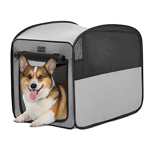 Petsfit Hundebox faltbar für zuhause, Pop Up Hundetransportbox kleine mittlere Hunde aus Stoff, Leicht & atmungsaktiv Reise Welpenbox Schlafbox zum schlafen für Büro Wohnzimmer Hotel von Petsfit