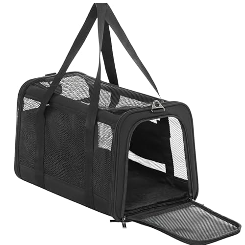 Petsfit Faltbare Hundetasche Katzentransportbox, Transporttasche Katze und Hund Atmungsaktive Hundetragetaschefür Haustiere im Auto, Schwarz von Petsfit