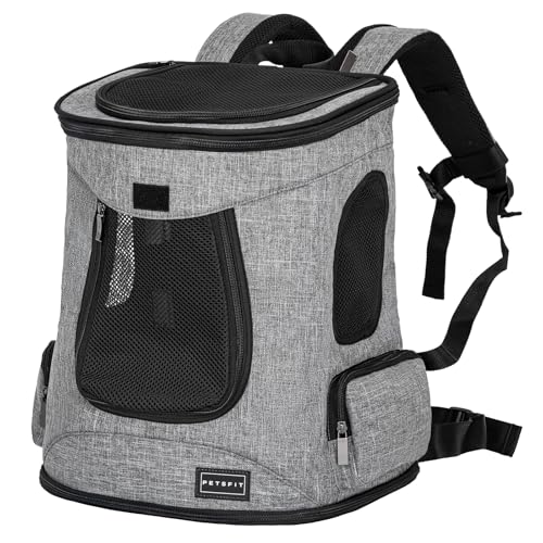 Petsfit Hunderucksack & Katzenrucksack für große Katzen bis 5kg - Leichter Katzen Rucksack mit Netzfenster, Brustgurt & Polster - Atmungsaktiver Rucksack für kleine Hunde, Grau Petsfit Hunderucksack & Katzenrucksack für große Katzen bis 5kg - Leichter Katzen Rucksack mit Netzfenster, Brustgurt & Polster - Atmungsaktiver Rucksack für kleine Hunde, Grau von Petsfit
