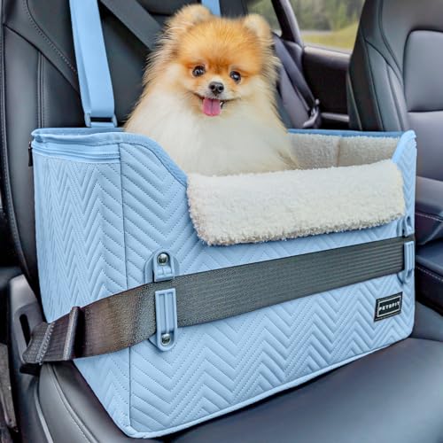 Petsfit Hundeautositz Hundesitz kleine Hunde, Autositz Hundesitz Auto Rückbank Beifahrersitz sicherer Stabiler mit Sicherheitsgurt-Halteclip und Plüschkissen für kleine Hunde bis zu 6kg, Leder,Blau Petsfit Hundeautositz Hundesitz kleine Hunde, Autositz Hundesitz Auto Rückbank Beifahrersitz sicherer Stabiler mit Sicherheitsgurt-Halteclip und Plüschkissen für kleine Hunde bis zu 6kg, Leder,Blau von Petsfit