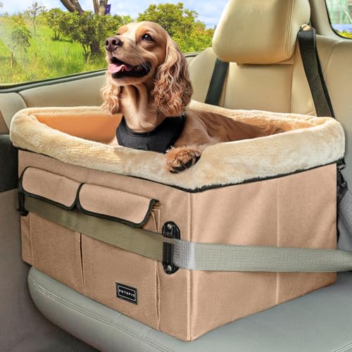 Petsfit Hundesitz Auto Rückbank Hunde Autositz für mittlere Hunde oder 2 kleine Hunde, Hundeautositz Vordersitz mit Waschbares Matte, 2 Anschnallgurte und Aufbewahrungstasche,M,Khaki Petsfit Hundesitz Auto Rückbank Hunde Autositz für mittlere Hunde oder 2 kleine Hunde, Hundeautositz Vordersitz mit Waschbares Matte, 2 Anschnallgurte und Aufbewahrungstasche,M,Khaki von Petsfit