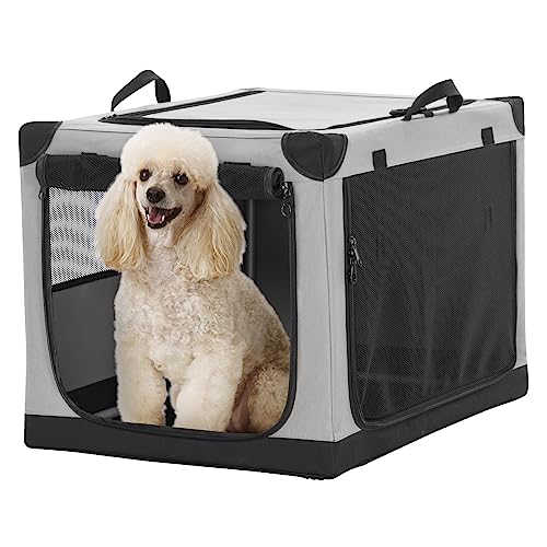 Petsfit Hundebox faltbar, Hundebox Auto Verstellbarer Stoffbezug, Hundebox für zuhause mittelgroße Hunde, Hundetransportbox mit 3 Tür-Design, Einfach zu Transportieren, M, Grau Petsfit Hundebox faltbar, Hundebox Auto Verstellbarer Stoffbezug, Hundebox für zuhause mittelgroße Hunde, Hundetransportbox mit 3 Tür-Design, Einfach zu Transportieren, M, Grau von Petsfit