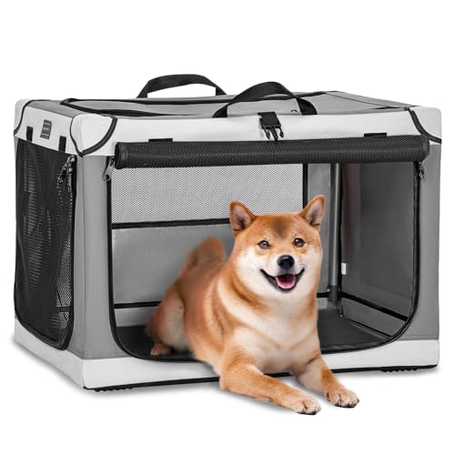 Petsfit Hundebox faltbar für mittlere Hunde, Hundebox für Zuhause Zimmerkennel Hund Verstellbares Design Transportbox Hund, Reißfeste Netzfenster(M, Lichtgrau) Petsfit Hundebox faltbar für mittlere Hunde, Hundebox für Zuhause Zimmerkennel Hund Verstellbares Design Transportbox Hund, Reißfeste Netzfenster(M, Lichtgrau) von Petsfit