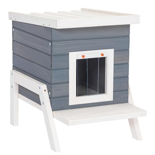 Petsfit Katzenhaus Outdoor Winterfest mit 13,5cm erhöhter Boden, Katzenhaus Hasenstall, Katzenhaus Outdoor mit Fütterungsstelle, Grau, 59x65,5x45 cm Petsfit Katzenhaus Outdoor Winterfest mit 13,5cm erhöhter Boden, Katzenhaus Hasenstall, Katzenhaus Outdoor mit Fütterungsstelle, Grau, 59x65,5x45 cm von Petsfit