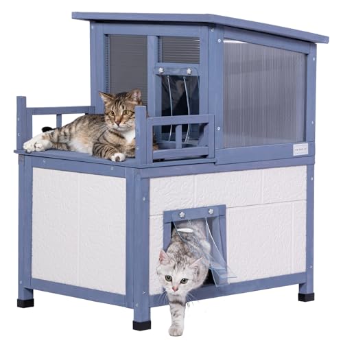 Petsfit Katzenhaus Outdoor isoliert, 2 Etagen Katzenhaus aus Holz, Katzenhütte Outdoor Winterfest Petsfit Katzenhaus Outdoor isoliert, 2 Etagen Katzenhaus aus Holz, Katzenhütte Outdoor Winterfest von Petsfit