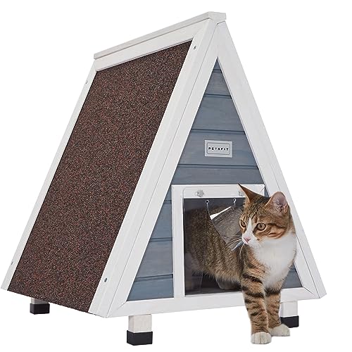 Petsfit Katzenhütte Outdoor mit Fluchttür Katzenhöhle Katzenhaus Holz Wetterfest aus Spießtannenholz, Grau Petsfit Katzenhütte Outdoor mit Fluchttür Katzenhöhle Katzenhaus Holz Wetterfest aus Spießtannenholz, Grau von Petsfit
