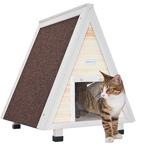Petsfit Katzenhütte Outdoor mit Fluchttür Katzenhöhle Katzenhaus Holz Wetterfest aus Spießtannenholz, Holz Natur Petsfit Katzenhütte Outdoor mit Fluchttür Katzenhöhle Katzenhaus Holz Wetterfest aus Spießtannenholz, Holz Natur von Petsfit