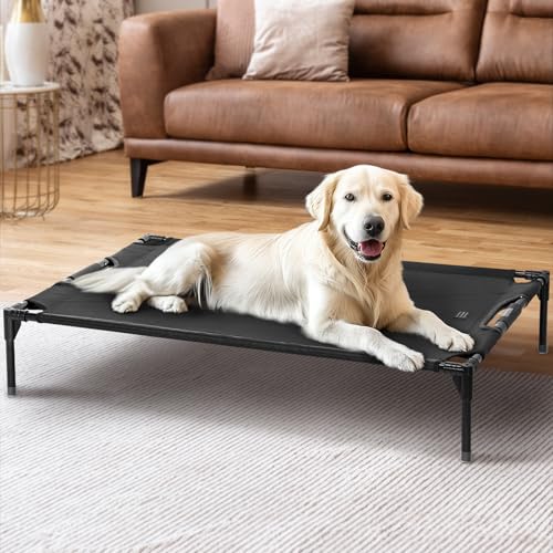 Petsfit Kühlendes erhöhtes Hundebett, Outdoor-Hundebett für große Hunde, mit verbesserter verstellbarer Festigkeit, Haustierbett, Schwarz, 121,9 cm Petsfit Kühlendes erhöhtes Hundebett, Outdoor-Hundebett für große Hunde, mit verbesserter verstellbarer Festigkeit, Haustierbett, Schwarz, 121,9 cm von Petsfit