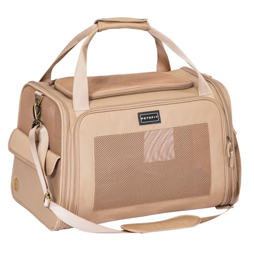 Petsfit Transportbox Hund Katze Faltbar Hundetasche für kleine Hunde Katzen Tragetasche mit verstellbarem Schultergurt & weiches expandierbare Kissen, M/Khaki Petsfit Transportbox Hund Katze Faltbar Hundetasche für kleine Hunde Katzen Tragetasche mit verstellbarem Schultergurt & weiches expandierbare Kissen, M/Khaki von Petsfit