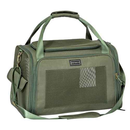 Petsfit Transportbox Hund Katze Faltbar Hundetasche für kleine Hunde Katzen Tragetasche mit verstellbarem Schultergurt & weiches expandierbare Kissen, M/Olivgrün Petsfit Transportbox Hund Katze Faltbar Hundetasche für kleine Hunde Katzen Tragetasche mit verstellbarem Schultergurt & weiches expandierbare Kissen, M/Olivgrün von Petsfit