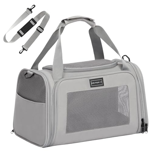 Petsfit Transportbox Katze kleine Hunde leicht Hundetasche Flugzeug für kleine Hunde Katzen Transporttasche Hundetragetasche,Tragetasche Hund Flugtasche mit Schutzgurt & erweiterbare Matte, S/Grau Petsfit Transportbox Katze kleine Hunde leicht Hundetasche Flugzeug für kleine Hunde Katzen Transporttasche Hundetragetasche,Tragetasche Hund Flugtasche mit Schutzgurt & erweiterbare Matte, S/Grau von Petsfit