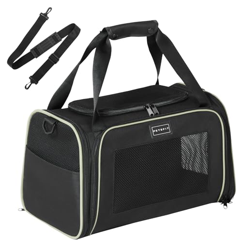 Petsfit Transportbox Katze kleine Hunde leicht Hundetasche Flugzeug für kleine Hunde Katzen Transporttasche Hundetragetasche,Tragetasche Hund Flugtasche mit Schutzgurt & erweiterbare Matte, S/Schwarz Petsfit Transportbox Katze kleine Hunde leicht Hundetasche Flugzeug für kleine Hunde Katzen Transporttasche Hundetragetasche,Tragetasche Hund Flugtasche mit Schutzgurt & erweiterbare Matte, S/Schwarz von Petsfit