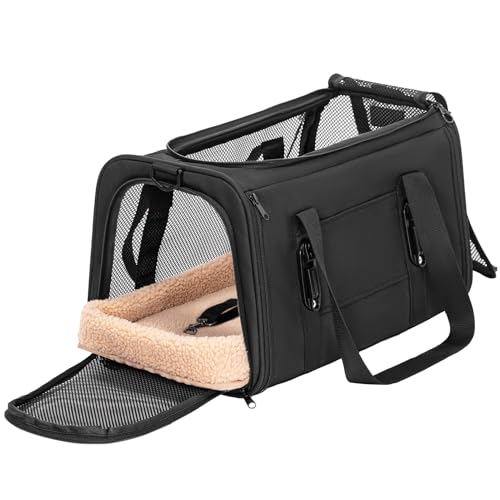 Petsfit Transportbox Katze Hundebox Auto Katzentransportbox Transportbox Hund - Faltbare Tragetasche mit 2 Patent-Schnallen für Autositz, 4-seitigem Netz & Abnehmbarem Kissen, S/Schwarz Petsfit Transportbox Katze Hundebox Auto Katzentransportbox Transportbox Hund - Faltbare Tragetasche mit 2 Patent-Schnallen für Autositz, 4-seitigem Netz & Abnehmbarem Kissen, S/Schwarz von Petsfit