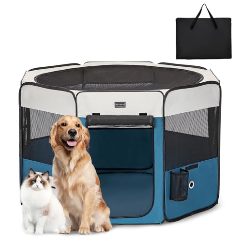 PETSFIT faltbar Welpenauslauf Tierlaufstall für Kleintiere Hunde Katzen,Hundelaufstall Freigehege mit Wasserdichter Boden,Pop-up System Kausicheres Design,Grau/Blau,116 * 106 * 70cm PETSFIT faltbar Welpenauslauf Tierlaufstall für Kleintiere Hunde Katzen,Hundelaufstall Freigehege mit Wasserdichter Boden,Pop-up System Kausicheres Design,Grau/Blau,116 * 106 * 70cm von Petsfit