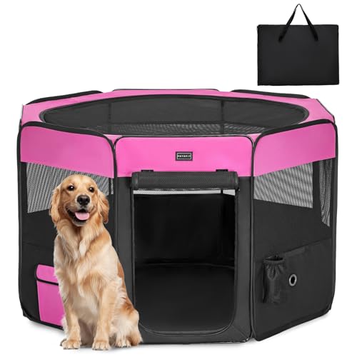 PETSFIT faltbar Welpenauslauf Tierlaufstall für Kleintiere Hunde Katzen,Hundelaufstall Freigehege mit Wasserdichter Boden,Pop-up System Kausicheres Design,Rosarot/Schwarz,116 * 106 * 70cm PETSFIT faltbar Welpenauslauf Tierlaufstall für Kleintiere Hunde Katzen,Hundelaufstall Freigehege mit Wasserdichter Boden,Pop-up System Kausicheres Design,Rosarot/Schwarz,116 * 106 * 70cm von Petsfit