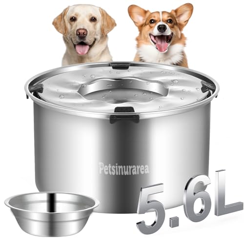 5.6L No Spill Edelstahl Wassernapf für Hunde 1,5 Gallonen Großer Hundenapf Rutschfester Wassernapf für mittelgroße große Hunde Spritzwasserschutz Wasserspender Haustier Wasserspender mit Abdeckung 5.6L No Spill Edelstahl Wassernapf für Hunde 1,5 Gallonen Großer Hundenapf Rutschfester Wassernapf für mittelgroße große Hunde Spritzwasserschutz Wasserspender Haustier Wasserspender mit Abdeckung von Petsinurarea