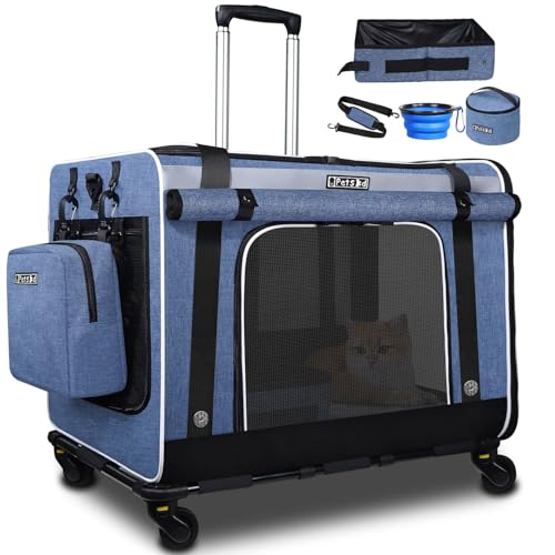 Petskd Extra große Katzentragetasche mit Rollen und Katzentoilette, 61 x 43,2 x 43,2 cm, rollende weiche Tragetasche bis 25 kg, Haustiere mit 5 atmungsaktiven Netzfenstern und verschließbaren Petskd Extra große Katzentragetasche mit Rollen und Katzentoilette, 61 x 43,2 x 43,2 cm, rollende weiche Tragetasche bis 25 kg, Haustiere mit 5 atmungsaktiven Netzfenstern und verschließbaren von Petskd