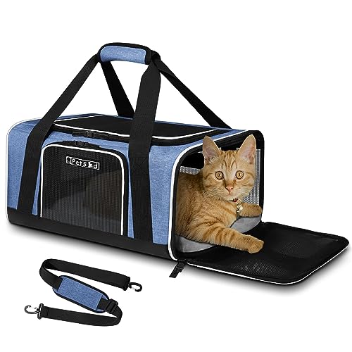 Petskd Haustier-Tragetasche, 43,2 x 30,5 x 21,6 cm, von Fluggesellschaften zugelassen, Haustier-Reisetasche für kleine Katzen und Hunde, weiche Hundetragetasche für Haustiere von 0,5–5,9 kg, mit von Petskd