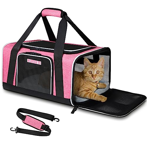 Petskd Haustier-Tragetasche, 43x33x24.9 cm, Southwest Airline genehmigt, Haustier-Reisetasche für kleine Katzen und Hunde, Hundetragetasche mit Sicherheitsverschluss, Reißverschluss (Pink) von Petskd